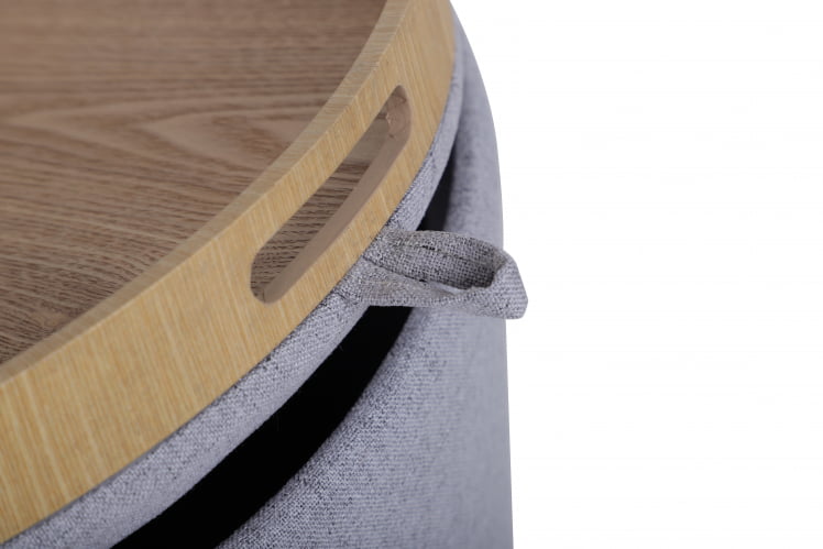 Пуф-столик с ящиком Хюгге Л рогожка Серый / L_5