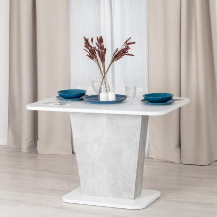 Стол обеденный ГЕНТ ЛДСП, 110-145кс68,6кс75,5 см, Белый/Бетон / GENT 110-145x68,6x75,5_15