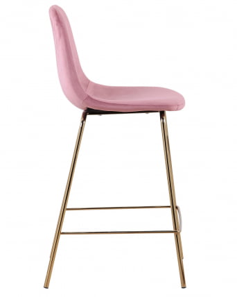 Стул полубарный Валенсия велюр Розовый золотые ножки_2