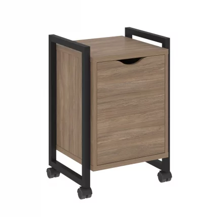 Тумба на колесных опорах с распашным фасадом ЛОФТ ВР.Л-Т2.К Металл черный Дуб Аризона / LOFT VR.L-T2.K_0