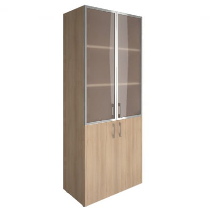 Шкаф книжный со стеклом в раме Лакобел без топа ЙАЛТА ЛТ-СТ 1.2Р вхите Снежная Патина / Lacobel YALTA LT-ST 1.2R white_0