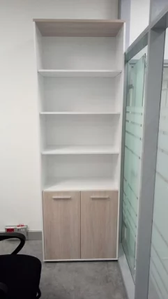 Шкаф 5 широкий верх открытый, низ закрытый Дека 10.23.111 Дуб Сантана светлый/Белый / Deka_4