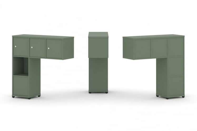 Надставка на стол низкая односторонняя + задняя стенка (5 шт.) + блок с 1-м ящиком (1 шт.) + распашной фасад (3 шт.) CОНCЕПТ CН.ОНН-006 Кобо Черный металл / CONCEPT CN.ONN-006_0