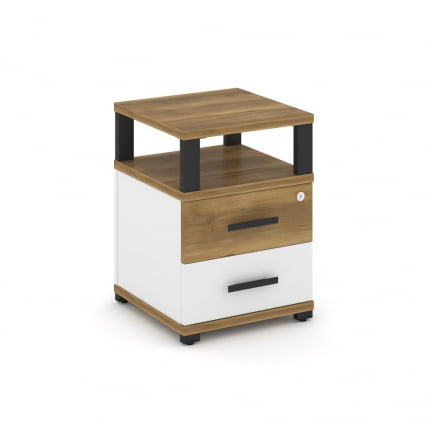 Тумба приставная с 2-мя ящиками и надставкой CОНCЕПТ CН.ТУП-002 Б/В Сандал Янтарный Белый бриллиант Черный / CONCEPT CN.TUP-002 B/W_0