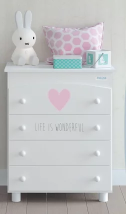 Комод Микуна Вондерфул пеленальный Б-970 вхите/пинк хеартс / Micuna Wonderful B-970 white/pink hearts_0