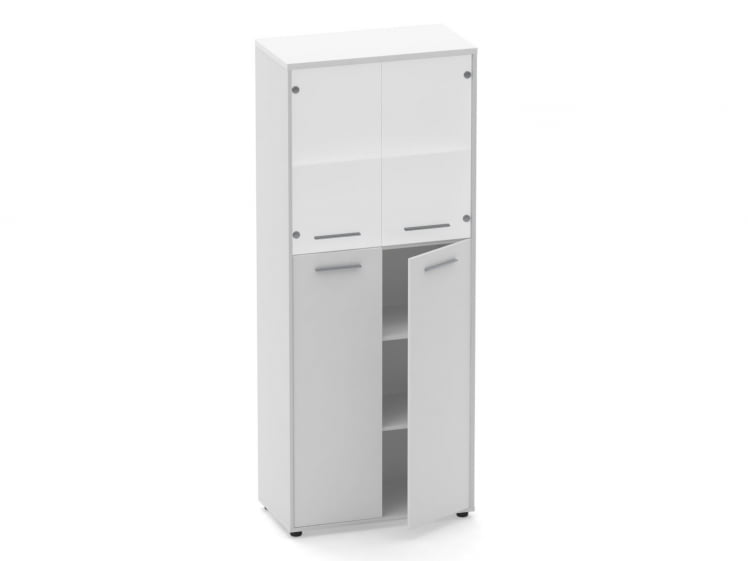 Шкаф 4 широкий верх стеклянные двери, низ закрытый Дека 10.19.191 Белый / Deka_1