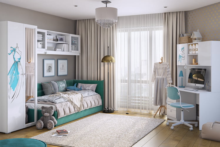 Кровать  0.9 Альба (Тахта) КМ.Т-16 сосна (велюр) / КМ.T-16_4