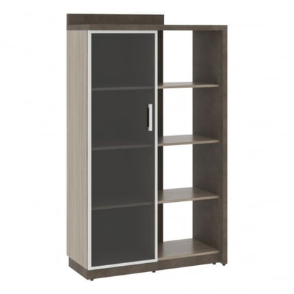 Шкаф со стеклянной дверью левый ВООД&СТОНЕ СФ-534181 Бетон Чикаго темный Дрифтвуд / WOOD&STONE_0