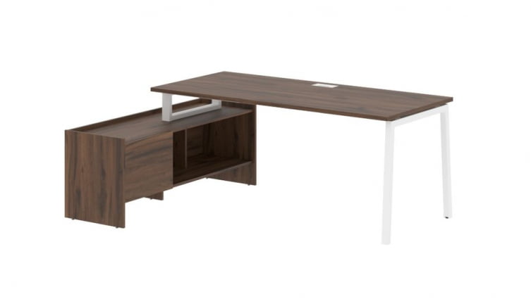 Стол с тумбой ЕДИС ЕЛCТ 19814 Дуб Денвер темный Белый / EDIS ELCT_0