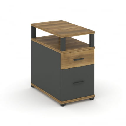 Тумба опорная/приставная с ящиком, распашным фасадом и надставкой CОНCЕПТ CН.ТГП-002 Б/В Сандал Янтарный Антрацит / CONCEPT CN.TGP-002 B/W_0