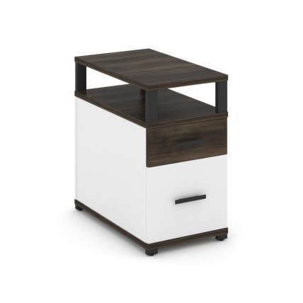 Тумба опорная/приставная с ящиком, распашным фасадом и надставкой CОНCЕПТ CН.ТГП-002 Б/В Дуб Мали Белый бриллиант Черный / CONCEPT CN.TGP-002 B/W_0