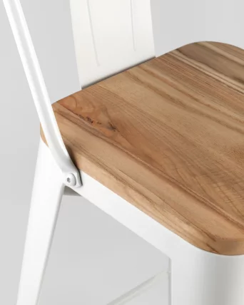 Полубарный стул Толикс Воод со спинкой Белый / Tolix Wood_6