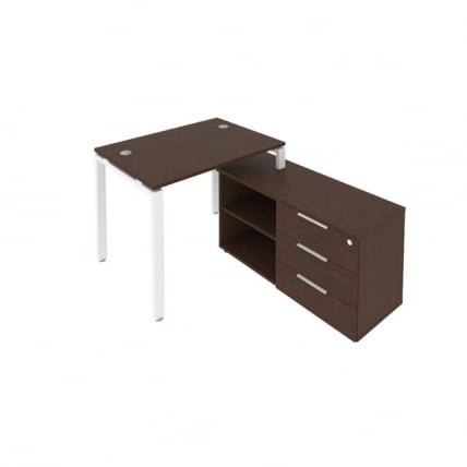 Рабочая станция на П-образном м/к с опорной тумбой правая Метал Сйстем БП.РС-СТС-2.1 Пр Венге/Белый / Metal System_0