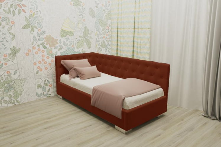 ДЕТСКАЯ МЯГКАЯ ИНТЕРЬЕРНАЯ КРОВАТЬ ВЕРСАЛЬ С ПОДЪЕМНЫМ МЕХАНИЗМОМ (БЕРХОУСЕ) Цвет фасада: Оранжевый; Материал фасада: Металл/Велюр; Спальное место: 800х1900 / (BERHOUSE)_0