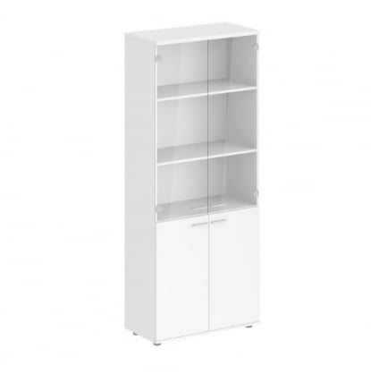 Шкаф высокий четырехдверный со стеклом Сигма СГ.811.ВХ.ВХ.ГЛ Белый / Sigma SG.811.WH.WH.GL_0