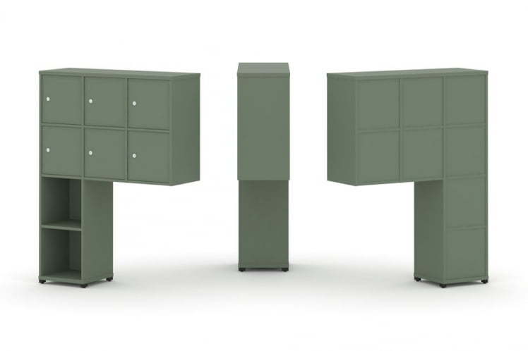 Надставка на стол высокая односторонняя + задняя стенка (8 шт.) + распашной фасад (6 шт.) CОНCЕПТ CН.ОНВ-008 Кобо Черный металл / CONCEPT CN.ONV-008_0