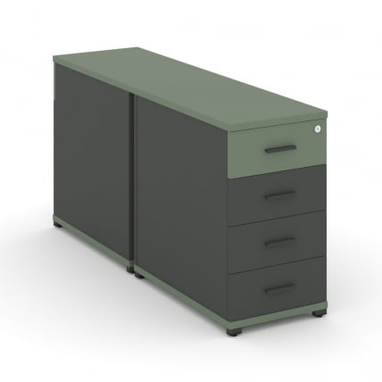 Тумба двухсторонняя опорная приставная с 4-мя ящиками CОНCЕПТ CН.ДТГО-002 Б/В Кобо Антрацит / CONCEPT CN.DTGO-002 B/W_0