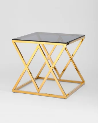 Журнальный стол ИНСИГНИЯ 55кс55 Золото стекло смоке / 55x55 smoke_1