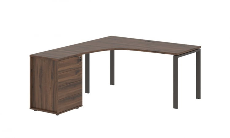 Стол эргономичный с тумбой левый ЕДИС ЕУCЕТ 1518 Л Дуб Денвер темный Мокко / EDIS EUCET L_0