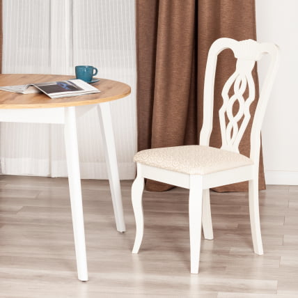 Стул Афродита/ Апхродите дерево гевея, 46х54х99см, Иворй вхите, ткань кремовая с рисунком (А04) / Aphrodite Ivory white,_8