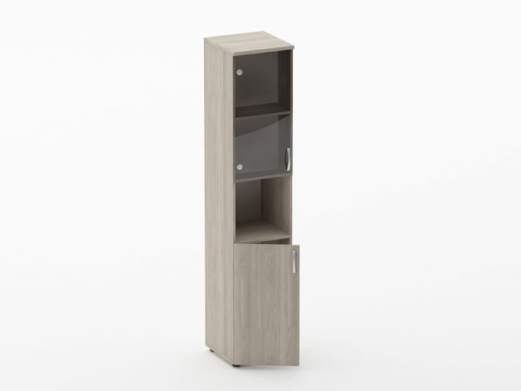 Шкаф высокий со стеклом и нишей Глассй 6.19.14Л Дуб сантана светлый / Glassy_1
