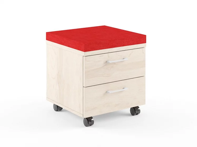 Тумба Мобильная КСМC-2Д Бук Тиара/Красный / XMC-2D_0