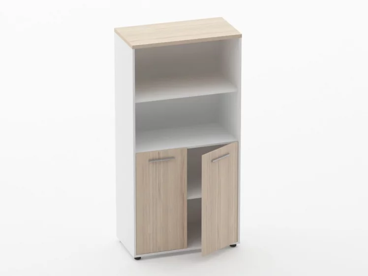 Шкаф 3 широкий 2 полки открытые, 2 полки закрытые Дека 10.16.111 Туя/Белый / Deka_1