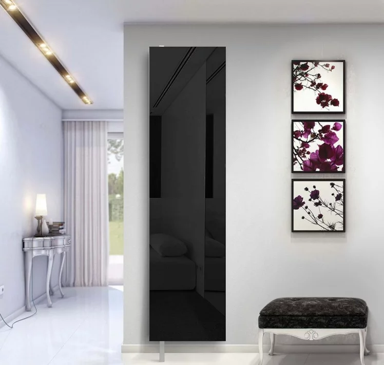 Поворотный шкаф в черном глянцевом стекле Драйв Шелф (левый) Беленый дуб_3