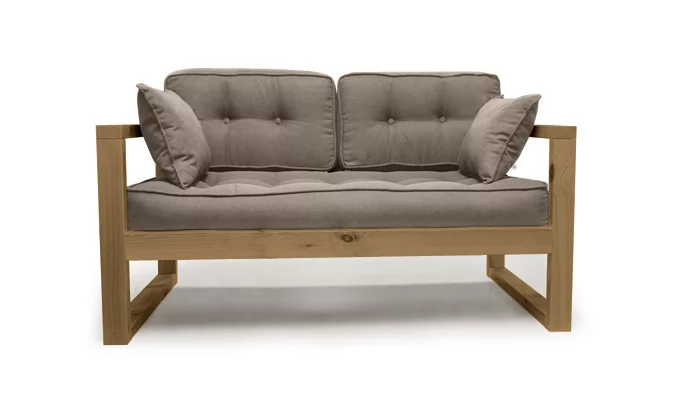 Диван двухместный ДЕмоку Д-2 бежевый-холодный серый / DEmoku_0