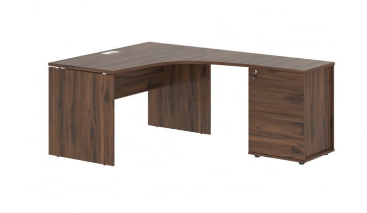 Стол эргономичный с тумбой правый ЕДИС ЕДCЕТ 1518 Р Дуб Денвер темный Белый / EDIS EDCET R_0