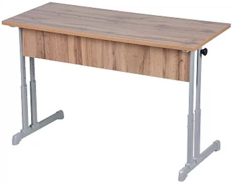 Парта двухместная с прямыми углами (рост 3-7) Белая ЛДСП/Серая кромка/Металл Серый_0