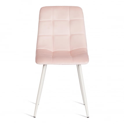Стул CХИЛЛЙ (мод. 7094-1) вельвет/металл, 44,5х52,5х86 см, пинк (розовый) ХЛР39 / белый / CHILLY (mod. pink HLR39_4