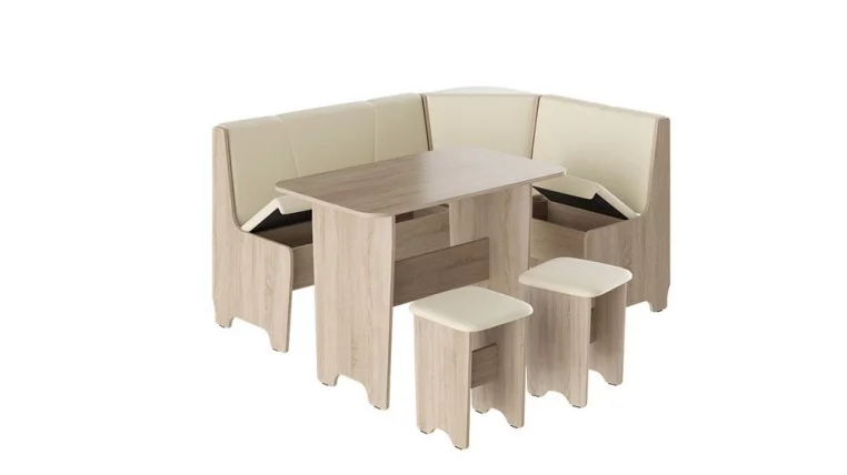 Кухонный уголок Техас Исп.1 Дуб Сонома/Экокожа бежевая_1