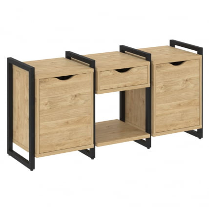 Тумба на регулируемых опорах наборная. Вариант №7 ЛОФТ ВР.Л-ТН-7.О Металл черный Тиквуд светлый / LOFT VR.L-TN-7.O_0