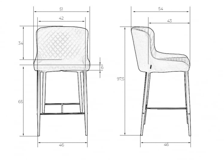 Стул полубарный ДОБРИН CХРИСТИАН 65 Темно-серый велюр В108-91 / DOBRIN CHRISTIAN V108-91_9