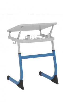 Парта одноместная регулируемая по высоте СМАРТЙ 600х500 с углом наклона столешницы (рост 3-5) Серый/Серый / SMARTY_1