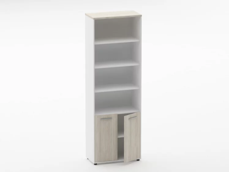 Шкаф 5 широкий верх открытый, низ закрытый Дека 10.23.111 Дуб Сантана светлый/Белый / Deka_1