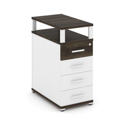 Тумба приставная с 4-мя ящиками и надставкой CОНCЕПТ CН.ТГО-003 Б/В Дуб Мали Белый бриллиант Белый / CONCEPT CN.TGO-003 B/W_0