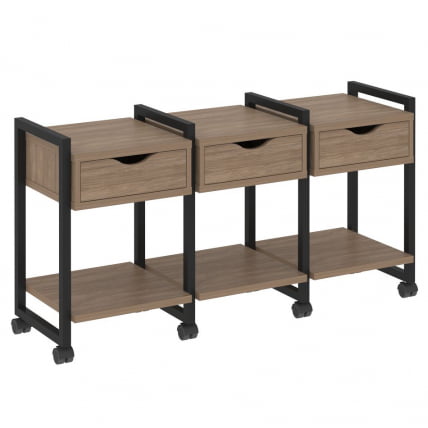 Тумба на колесных опорах наборная. Вариант №4 ЛОФТ ВР.Л-ТН-4.К Металл черный Дуб Аризона / LOFT VR.L-TN-4.K_0