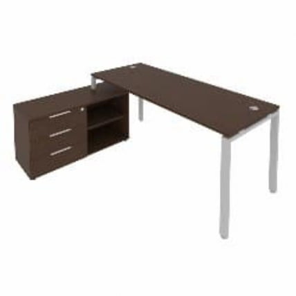 Рабочая станция на П-образном м/к с опорной тумбой левая Метал Сйстем БП.РС-СТС-2.5 Л Венге/Серый / Metal System_0