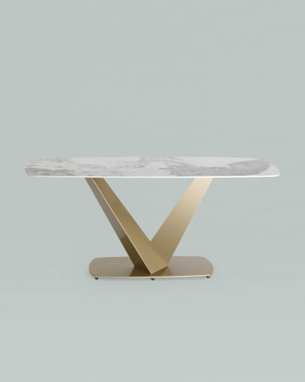 Обеденный стол Аврора 180кс90 Белый мрамор / 180x90_2