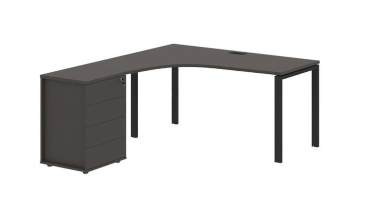 Стол эргономичный с тумбой левый ЕДИС ЕУCЕТ 1518 Л Мокко Черный / EDIS EUCET L_0