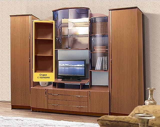 Стенка Александра 6 ЛДСП с молдингом, Вишня Оксфорд_2