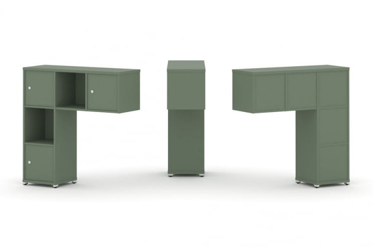 Надставка на стол низкая односторонняя + задняя стенка (5шт.) + распашной фасад (3 шт.) CОНCЕПТ CН.ОНН-002 Кобо Белый металл / CONCEPT CN.ONN-002_0