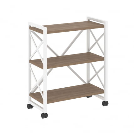Стеллаж на колесных опорах - 3 полки ЛОФТ  ВР.Л-МСТ.К-3.8 Металл белый Дуб Аризона / LOFT VR.L-MST.K-3.8_0