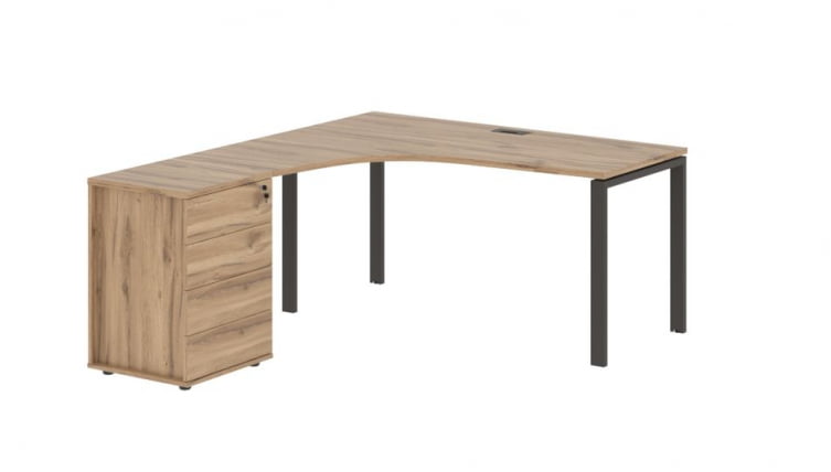 Стол эргономичный с тумбой левый ЕДИС ЕУCЕТ 1518 Л Дуб Денвер светлый Мокко / EDIS EUCET L_0