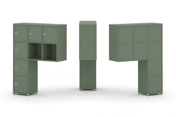 Надставка на стол высокая односторонняя + задняя стенка (8 шт.) + распашной фасад (6 шт.) CОНCЕПТ CН.ОНВ-009 Кобо Белый металл / CONCEPT CN.ONV-009_0