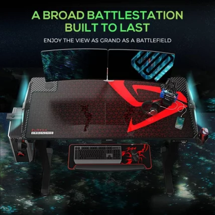 Геймерский стол c электрической регулировкой по высоте ЕУРЕКА ЕРК-ЕГД-С62Б Черный с РГБ / c EUREKA ERK-EGD-S62B RGB_2