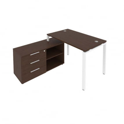 Рабочая станция на П-образном м/к с опорной тумбой левая Метал Сйстем Б.РС-СТС-2.2 Л Венге/Белый / Metal System_0