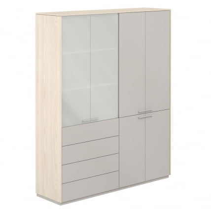 Шкаф высокий двойной Атлас НЗ-0321+НЗ-0332.ЙН.ГС Ясень Наварра Серый камень / Atlas NZ-0321+NZ-0332.YN.GS_0